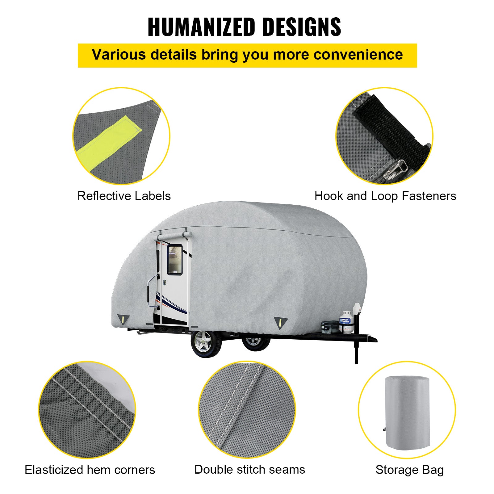 VEVOR Classic Accessories Over Drive PolyPRO3 Deluxe R-Pod Travel Trailer Cover， Fits up to 16'-18' Long - Trailer Body Only