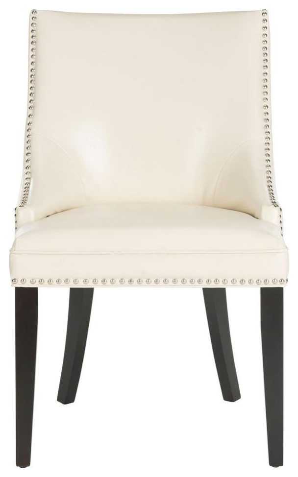 Brad 20 quotSide Chair  Set of 2  Silver Nail Heads  Flat Cream   Transitional   Dining Chairs   by Rustic Home Furniture Deco  Houzz