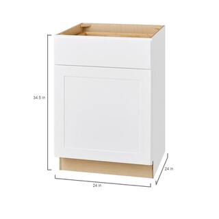 Hampton Bay Avondale Shaker Alpine White Ready to Assemble Plywood 24 in Base Kitchen Cabinet (24 in W x 34.5 in H x 24 in D) B24