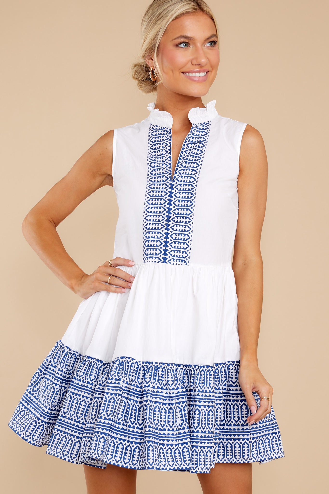 Mykonos Blue Yoke Dress