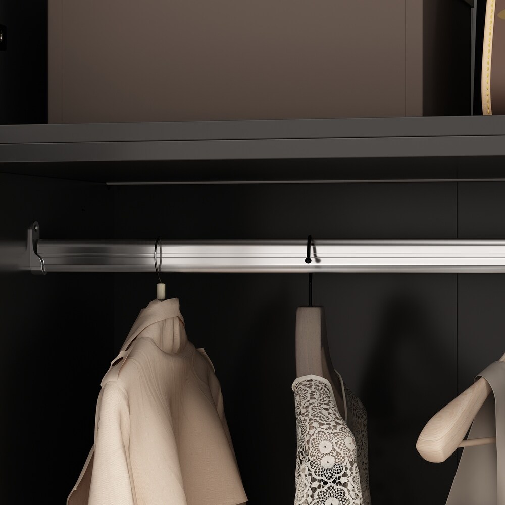 Modular Wardrobe with Elegant Glass Showcase Armoires Closet Cabinet