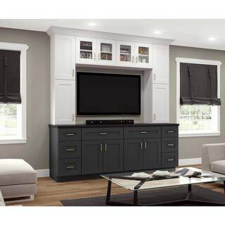 Home Decorators Collection Newport Onyx Gray Shaker Assembled Plywood 36x34.5x24 in. Stock Base Corner Kitchen Cabinet Soft Close Door Drawer Left BBCU42L-NDO