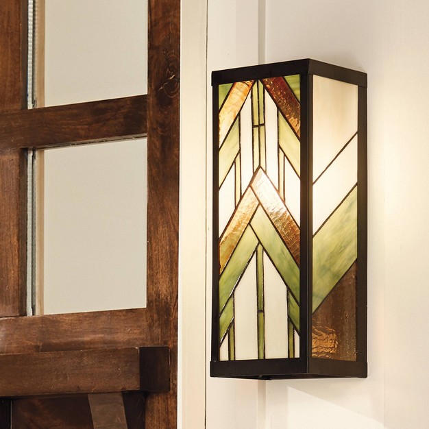 Stained Glass 1 light Rectangular Mission Style Outdoor Light Wall Sconce River Of Goods