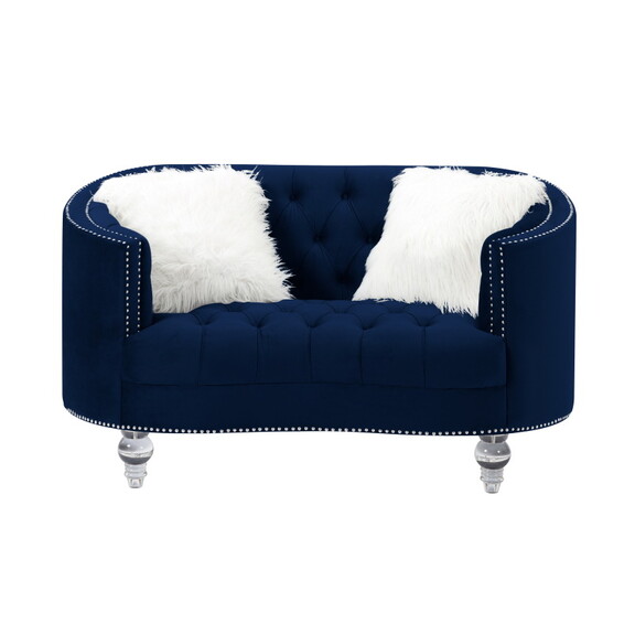 Living Room Loveseats Navy Blue Velvet W223105178