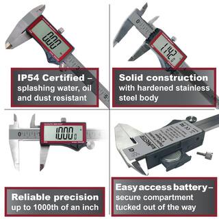 Calculated Industries AccuMASTER Digital Vernier Caliper Stainless Steel 6 in. Tool Displays Fractions to 164 in Decimal Inches Millimeters 7410