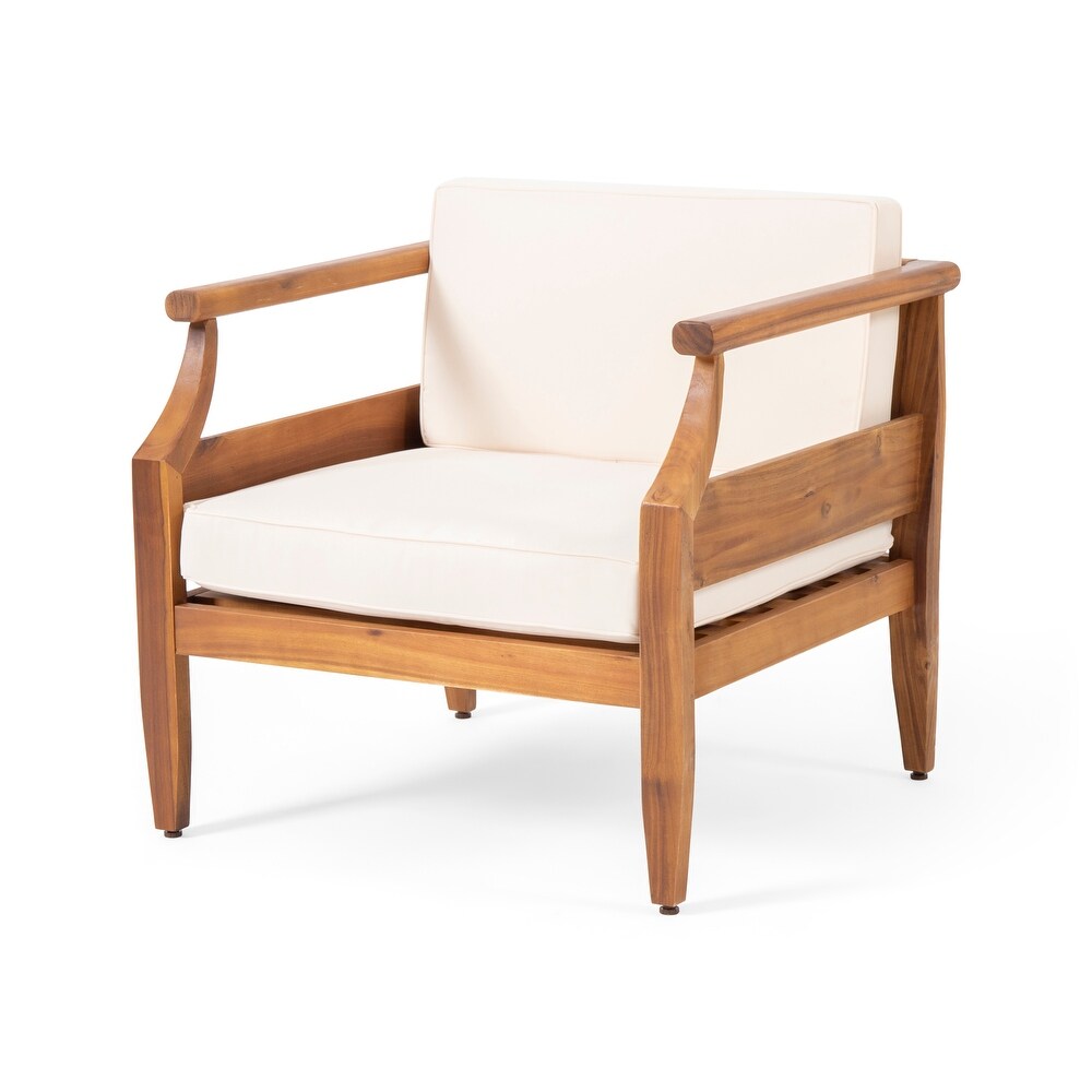 Aston Acacia Wood Outdoor Club Chairs with Cushions by Christopher Knight Home