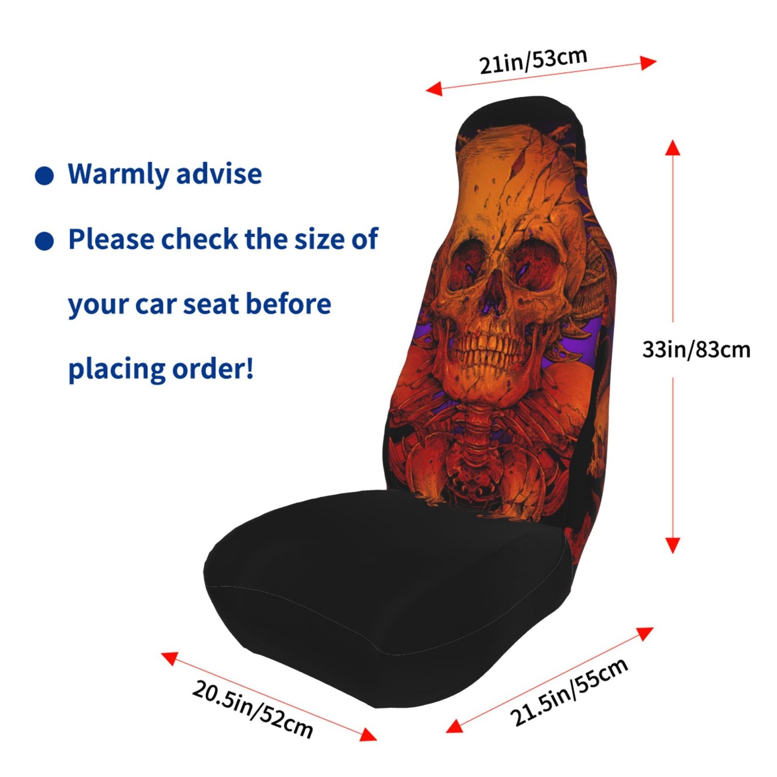 TEQUAN Front Seat Covers， Magic Scary Skull Ghost Pattern 2 Piece Car Seat Cover Fit Most Car SUV Truck Van