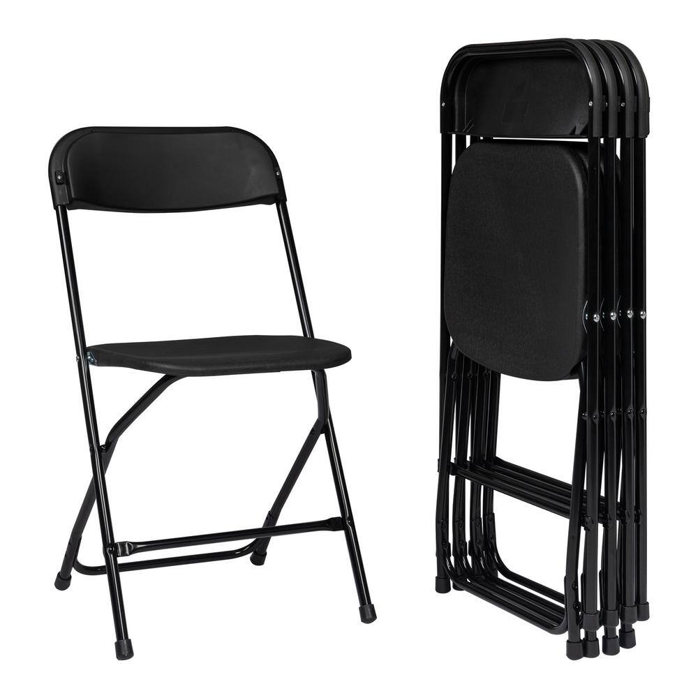 Karl home Black Steel Frame Plastic Folding Chair 304522823278