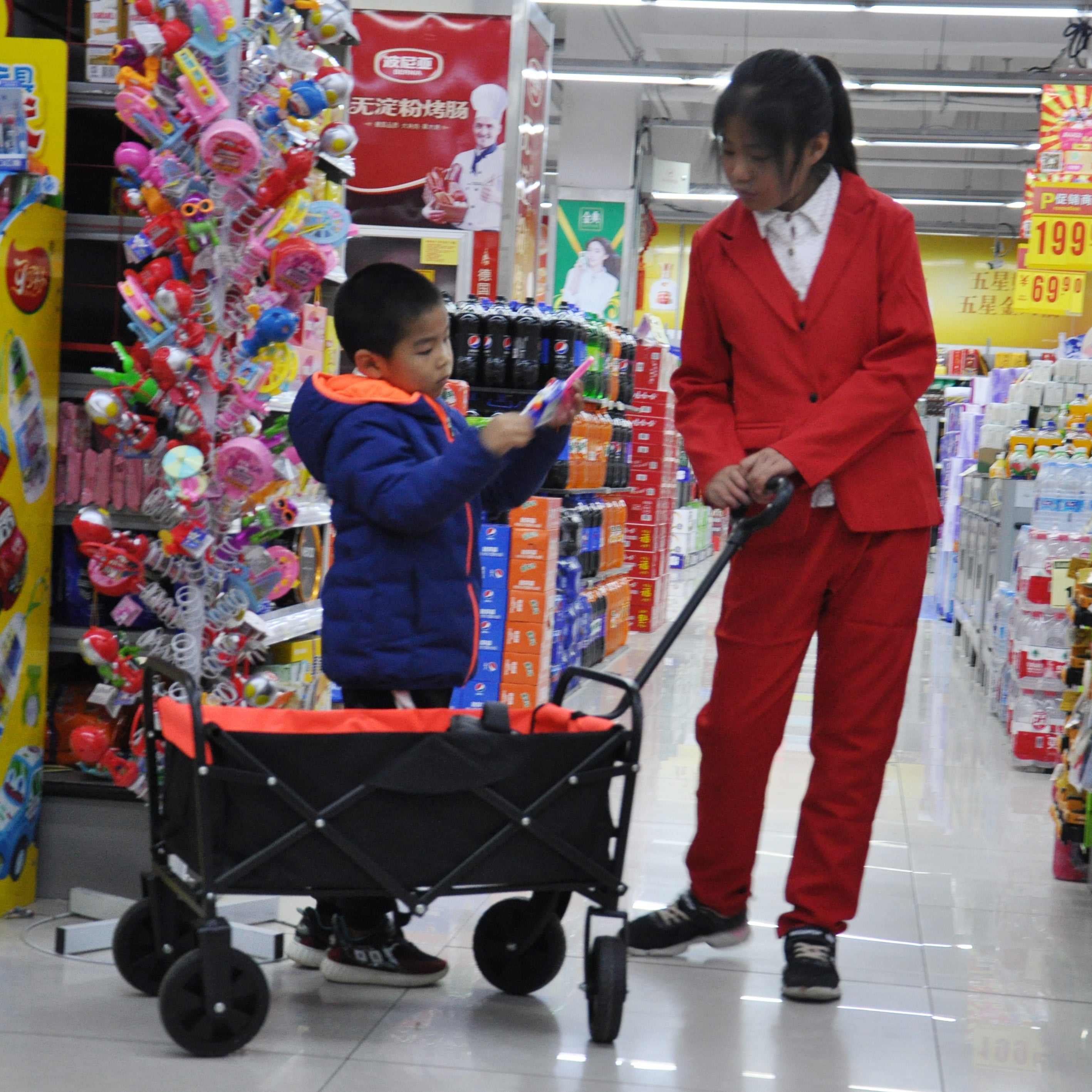 Collapsible Folding Utility Wagon Quad Compact Outdoor Garden Camping Cart Removable Fabric