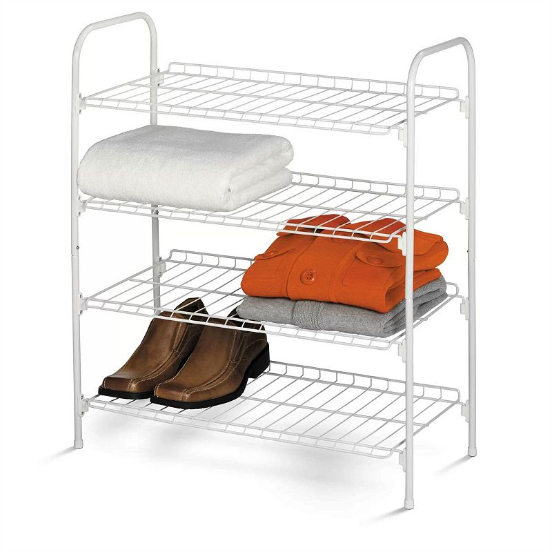 White Metal 4-shelf Shoe Rack - Holds Up To 9 Pair Of Shoes