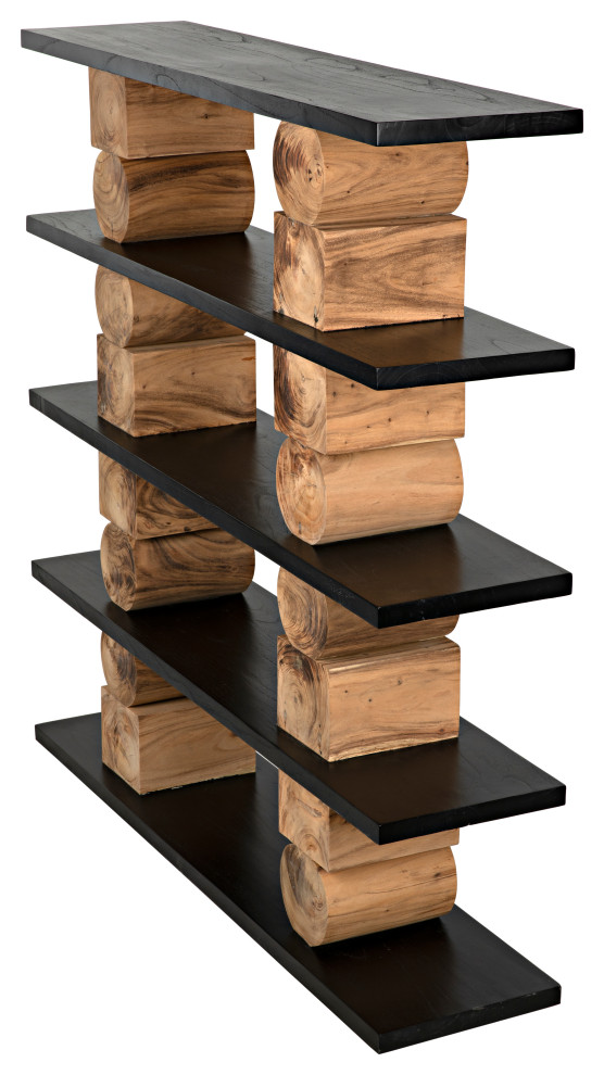 Rabban Bookcase  Hand Rubbed Black/Natural   Rustic   Bookcases   by Noir  Houzz