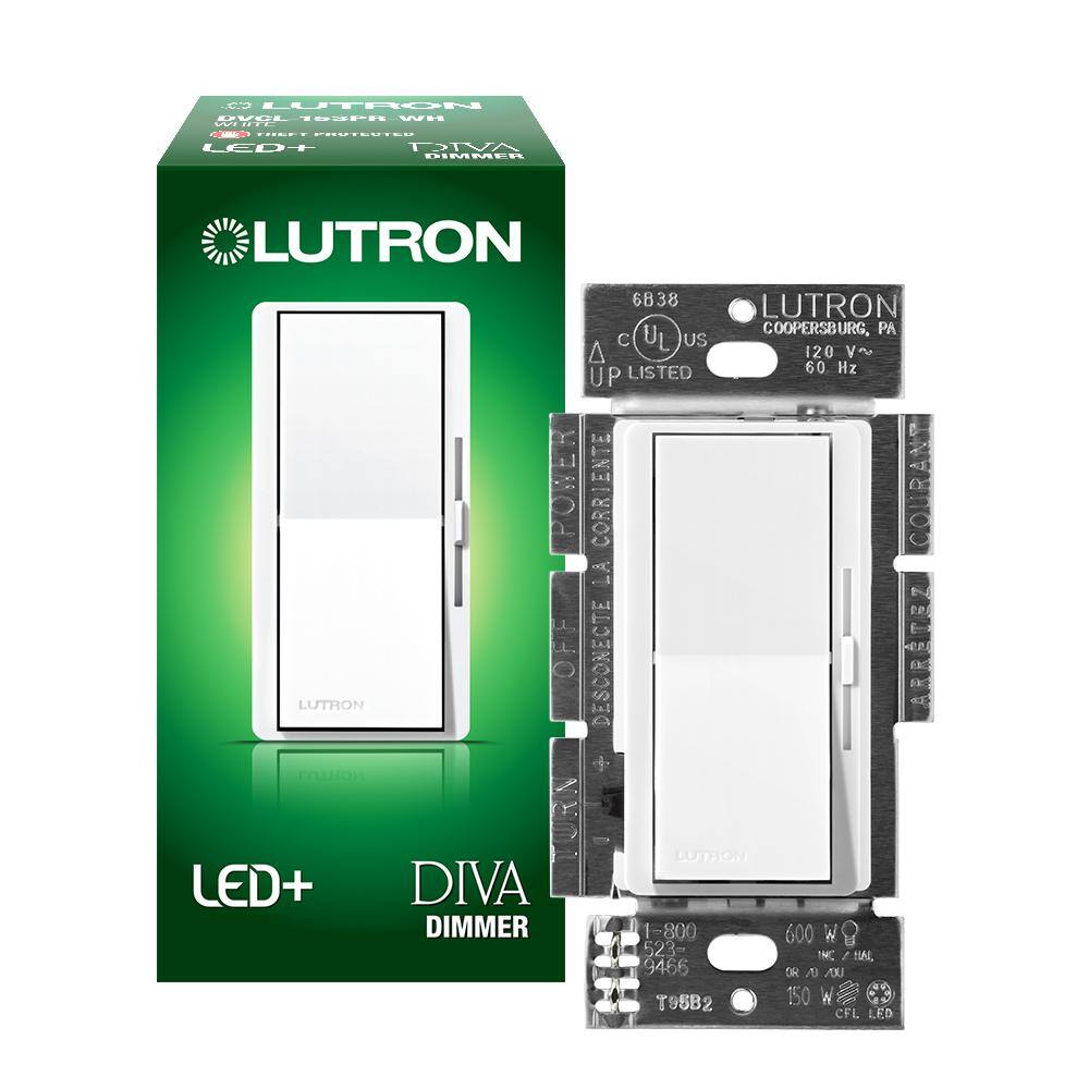 Lutron Diva LED+ Dimmer Switch for Dimmable LED and Incandescent Bulbs 150-WattSingle-Pole or 3-Way White (DVCL-153PR-WH) DVCL-153PR-WH