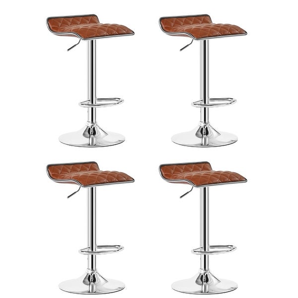 VECELO， (Set of 4) Adjustable Height Faux Leather Backless Modern Swivel Stool -Five colors