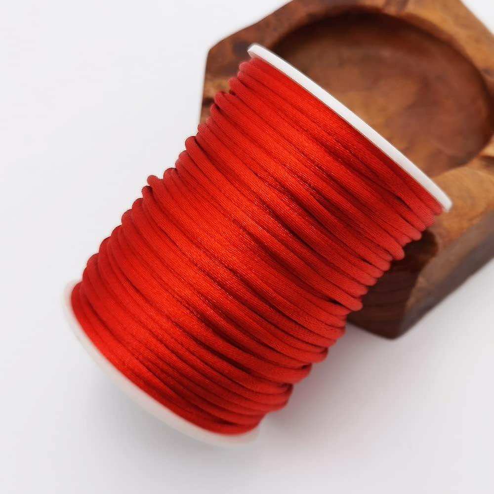 3mm Red Satin Cord Rattail Silk Cord Chinese Knot Thread For Jewelry Making， 50 Yards Spool