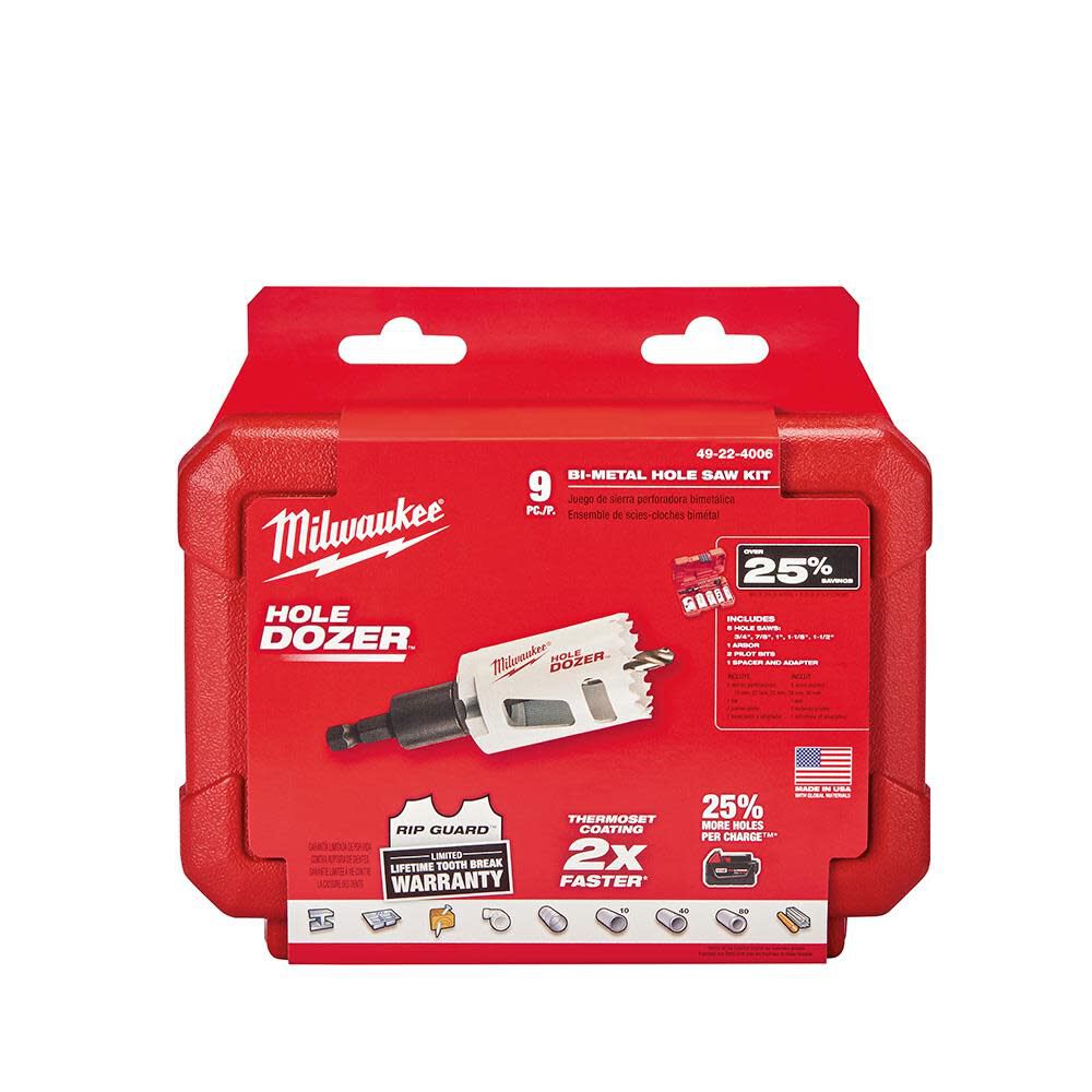 Milwaukee HOLE DOZER General-Purpose Hole Saw Kit - 9PC 49-22-4006 from Milwaukee