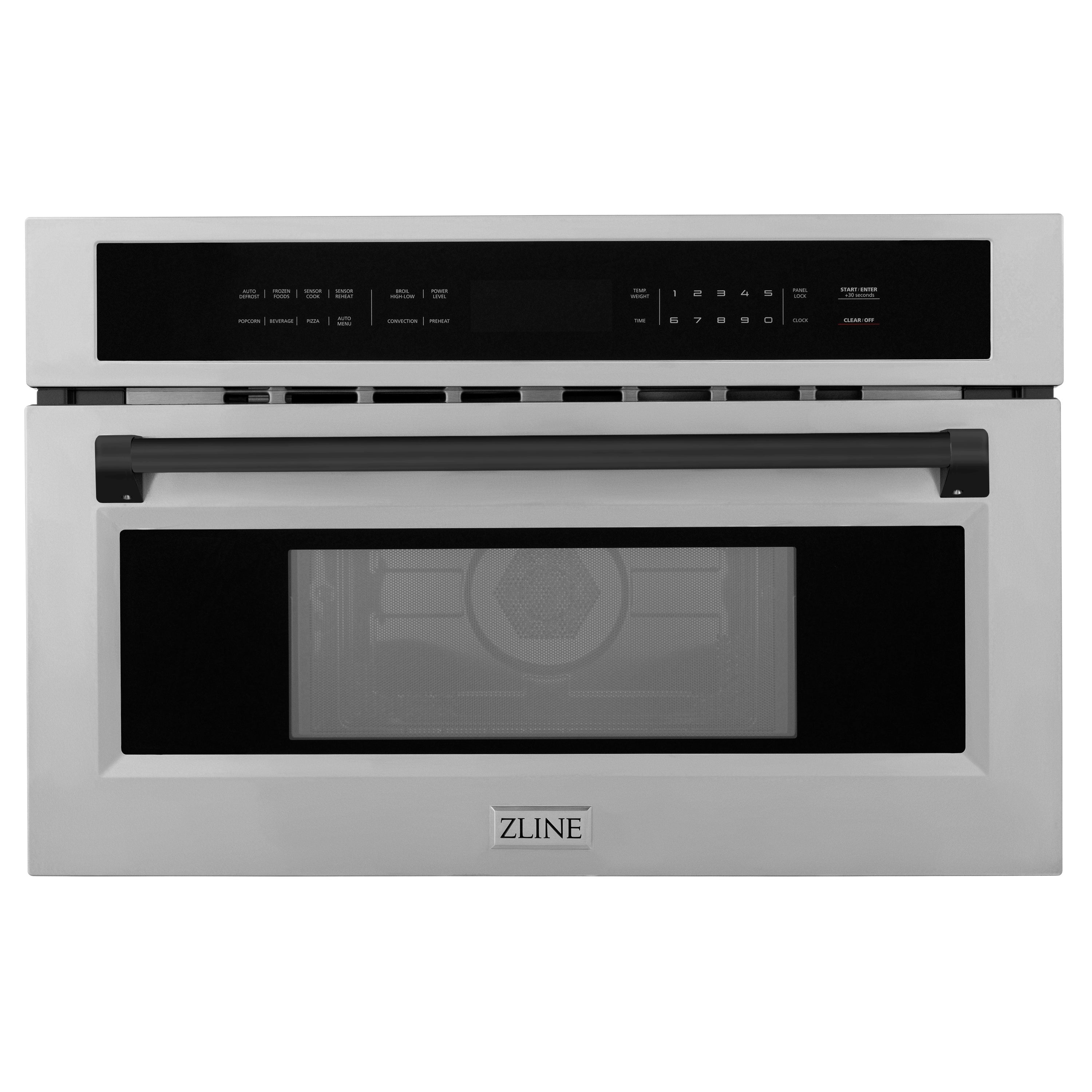 ZLINE 30” 1.6 cu ft. Built-in Convection Microwave Oven in Fingerprint Resistant Stainless Steel and Matte Black Accents