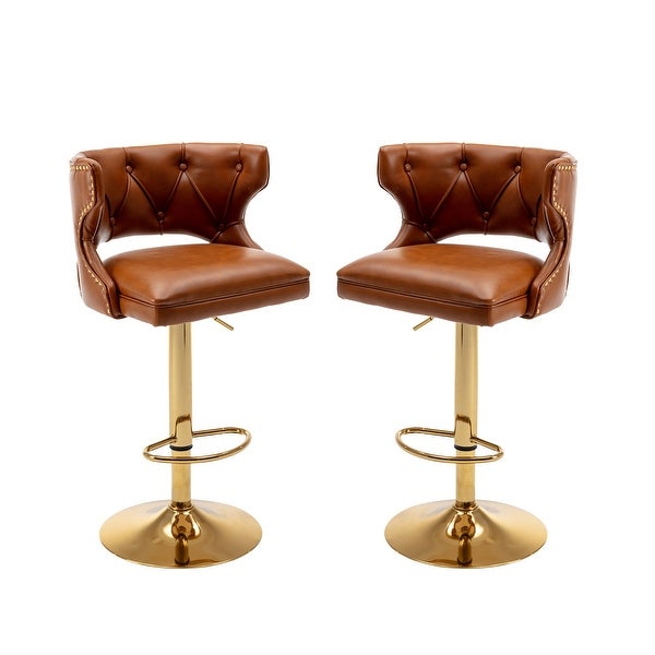 2PCS Counter Height Bar Stools Leather