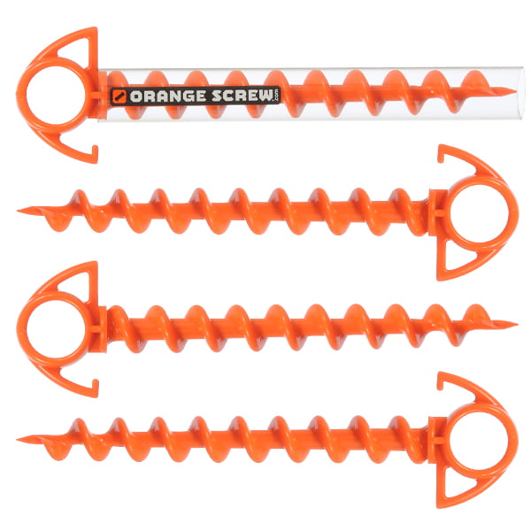 Orange Screw: The Ultimate Ground Anchor | Small 4 Pack | Made in The USA