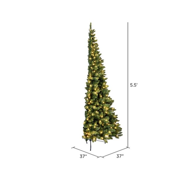 Vickerman 5.5' x 37 Chapel Pine Artificial Christmas Half Tree，Warm White Duralit LED Lights