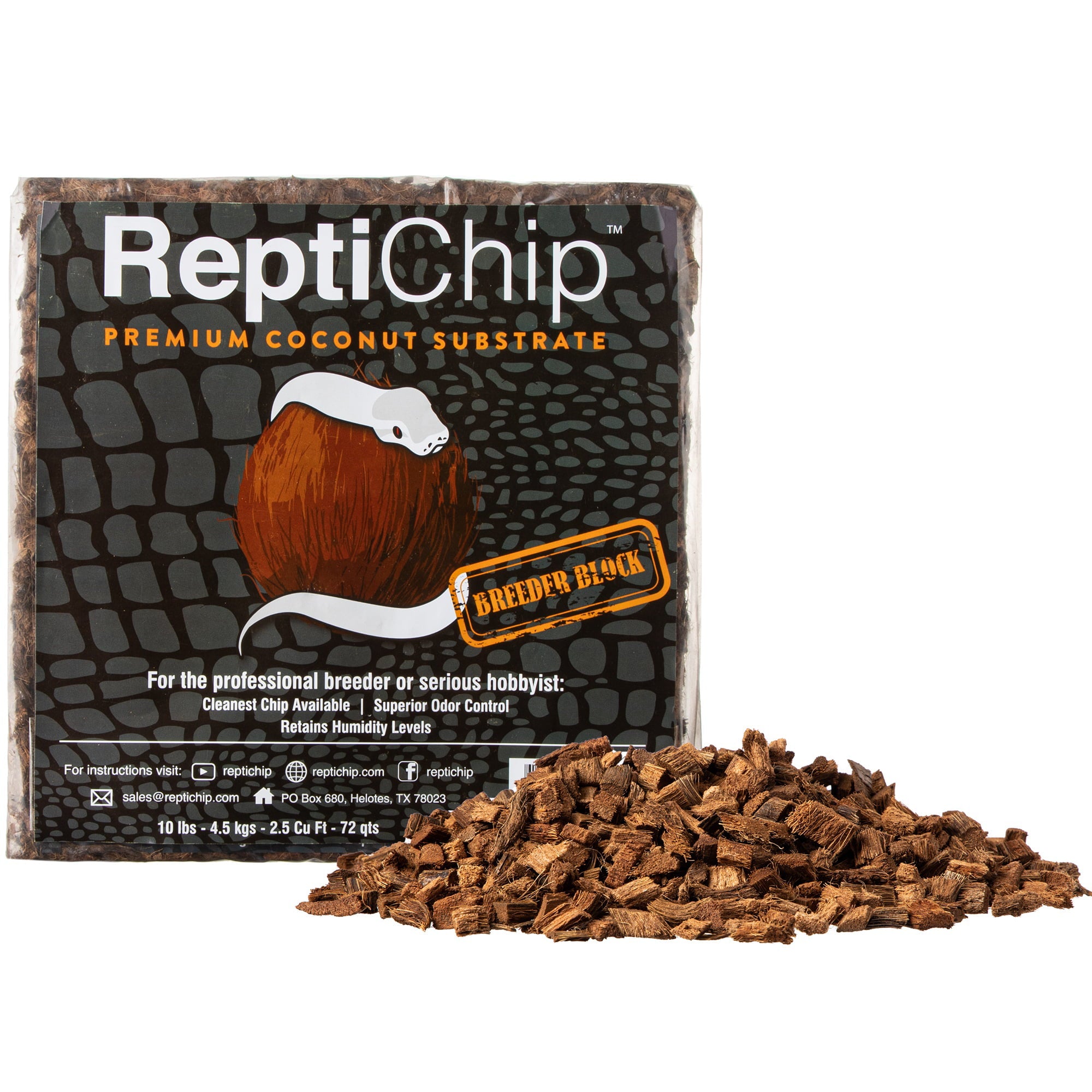 ReptiChip Premium Coconut Reptile Substrate， 72 Quarts， Perfect Bedding for Pythons， Boas， Lizards， Amphibians， and Animals