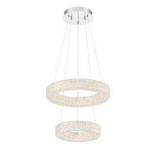 Home Decorators Collection Wesley Park 150-Watt Integrated LED Chrome Pendant Hanging Light with Clear Round Acrylic Ring Shades 21222