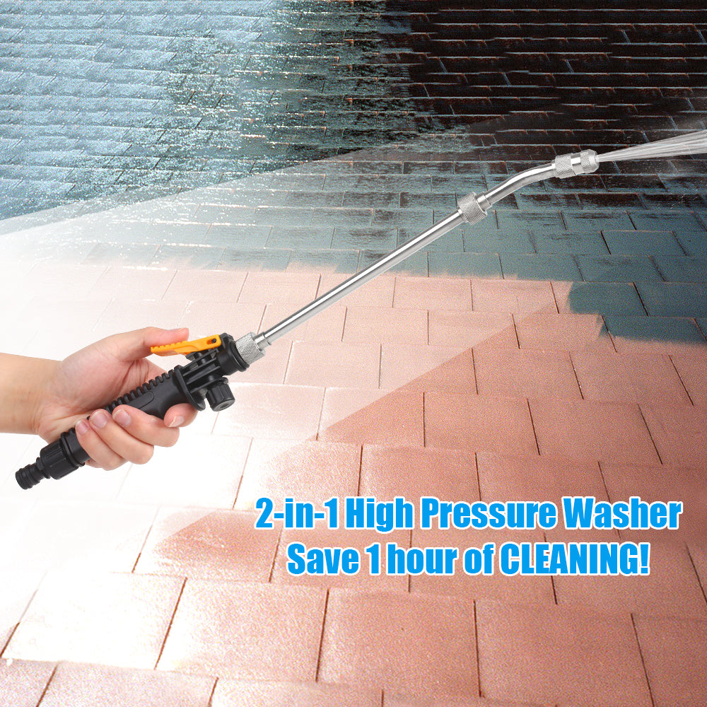 Andoer 2-in-1 High Pressure Washer 2.0 Jet Nozzle Fan Nozzle Safely High Impact Washing Wand Water Spray Washer for Home Application Wood Brick Concrete Glass Cleaning