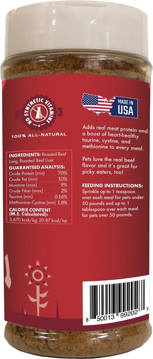 Nature's Logic Beef Crumble Dry Dog and Cat Food Topper， 8-oz bottle