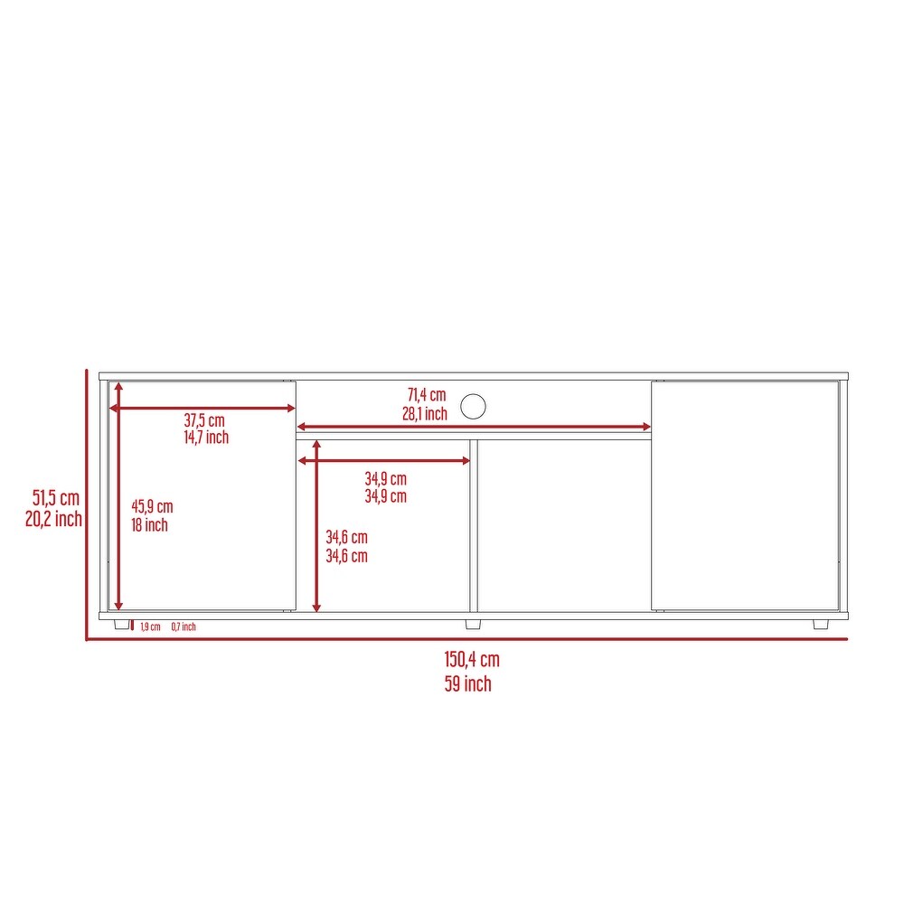 Entertainment Center TV Console Particle Board with Shelf for 65\