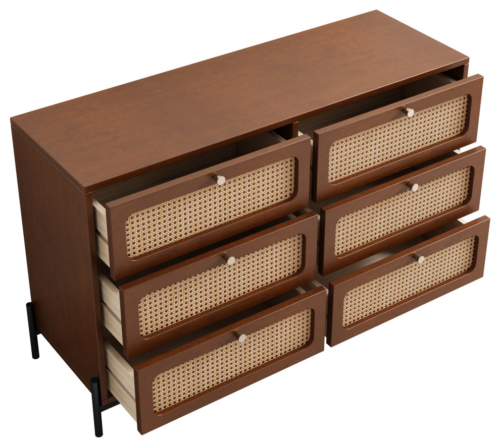 Gewnee Modern Cannage Rattan Wood Closet 6 Drawer Dresser Wood Storage Cabinet   Modern   Console Tables   by GEWNEE INC  Houzz