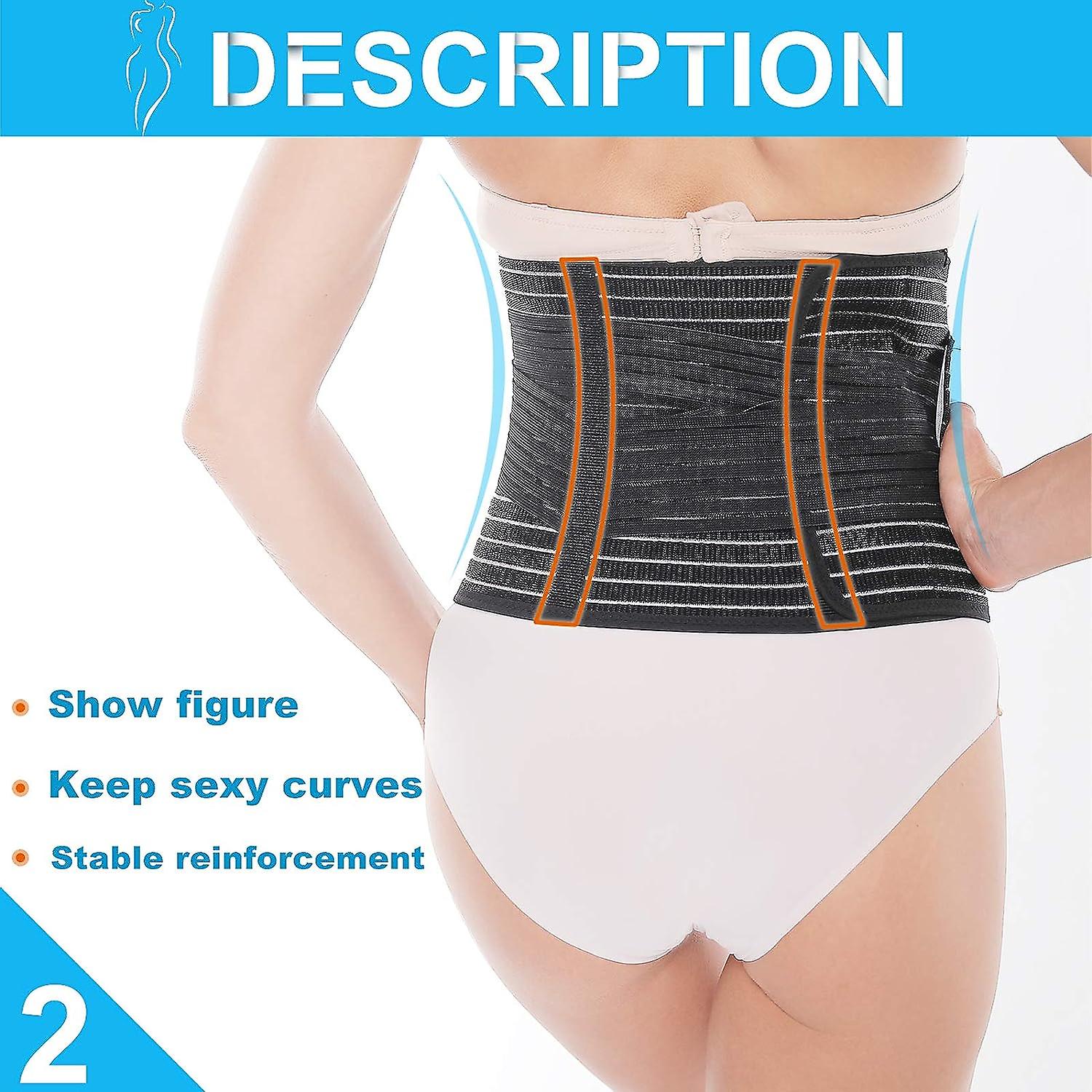 Women's Postpartum Belly Wrap Belt Band Recovery Belly Belt Back Brace Waist Trainer Belts Black