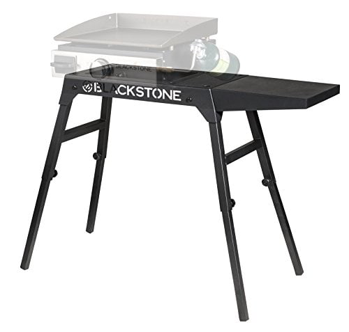 Blackstone Universal Griddle Stand with Adjustable Leg and Side Shelf - Made to fit 17” or 22” Propane Table Top Griddle – Perfect Take Along Grill Accessories for Outdoor Cooking and Camping (Black)