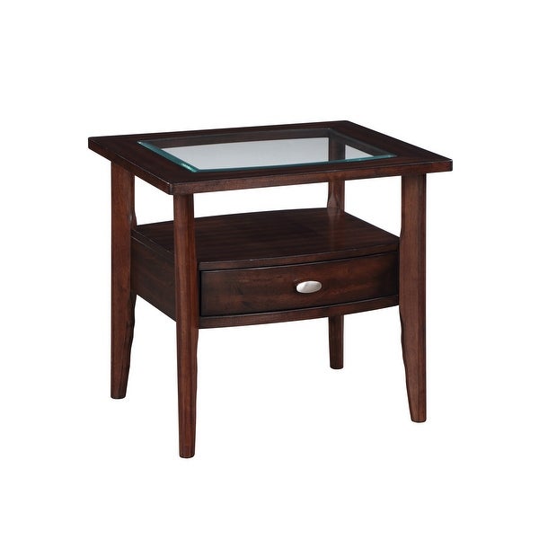 Genoas Traditional Walnut and Glasstop End Table by Furniture of America