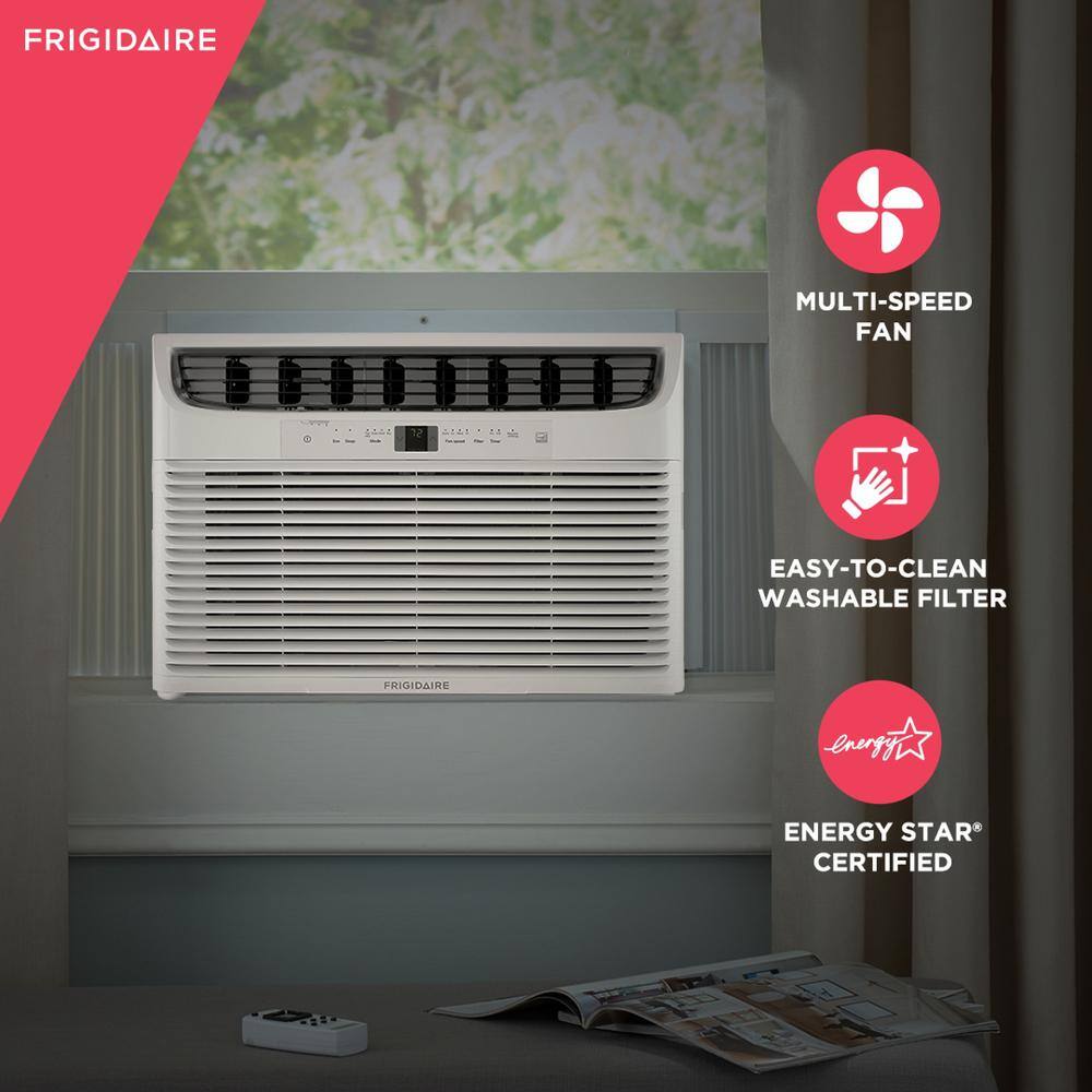 Frigidaire 15000 BTU 115-Volt Window-Mounted Median Air Conditioner with Temperature Sensing Remote Control FFRE153WAE