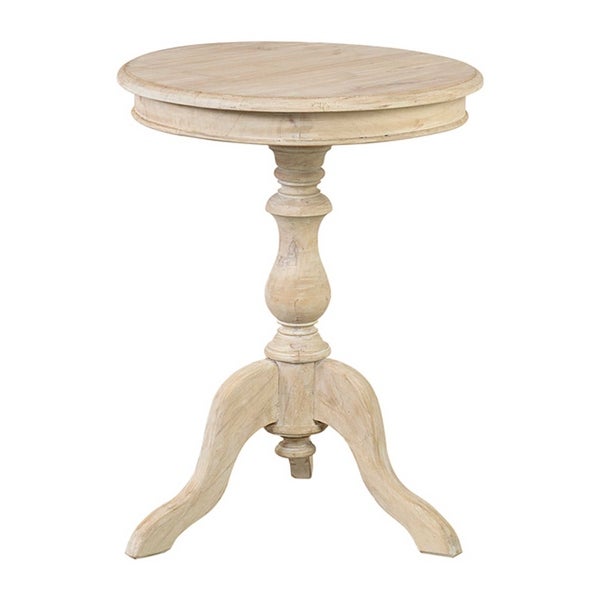 Mindi Wood Pedestal Round End Table