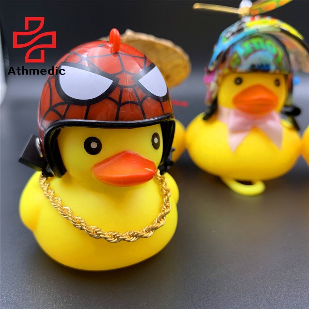 2023 Athmedic Motorcycle Bike Bell Broken Wind Duck Riding Light Cycling Accessories Small Yellow Duck Helmet Child Horn