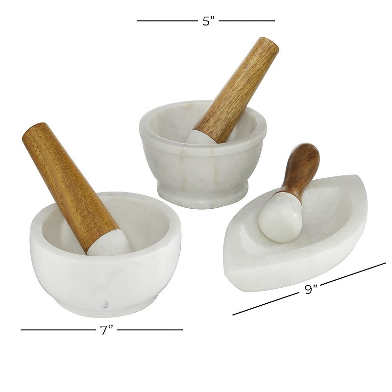 Stella and Eve Decorative Mortar and Pestle Table Decor 3-piece Set