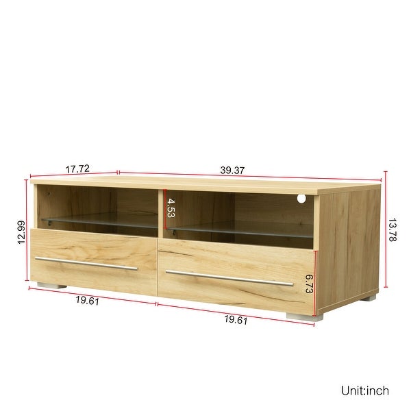 Modern TV cabinet With Two Drawers With Color-Changing Light Strips