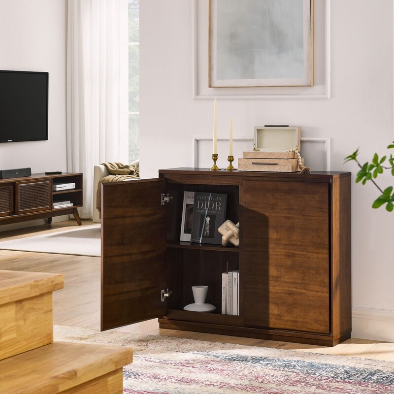 Retro Style Buffet Sideboard Cabinet with 2 Outlet Holes  Storage Cabinet for Entryway