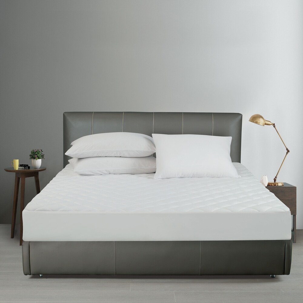 In One Ultra Fresh Odor Control   Antimicrobial Fitted Mattress Pad   White