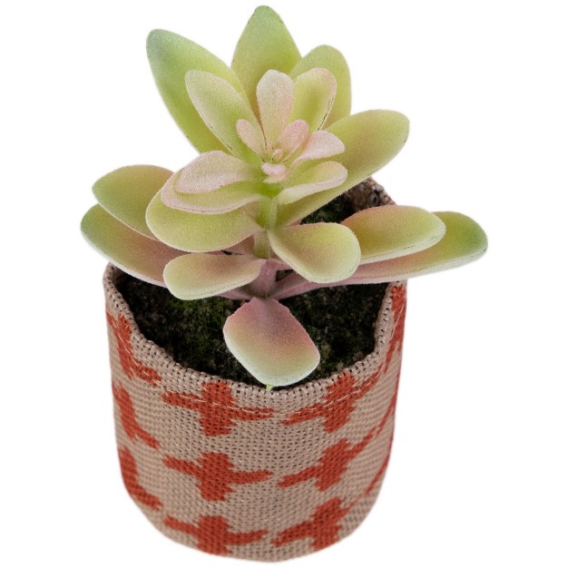 Artificial Pastel Succulent In Burlap Bag