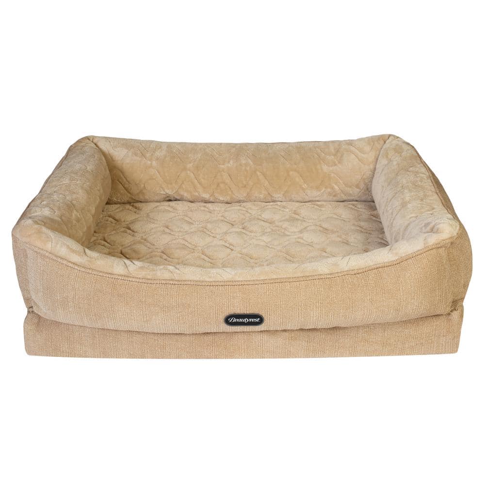 Beautyrest Medium Tan Ultra-Plush Quilted Dog Bed EC-BR-HWCU-TAN-M-1