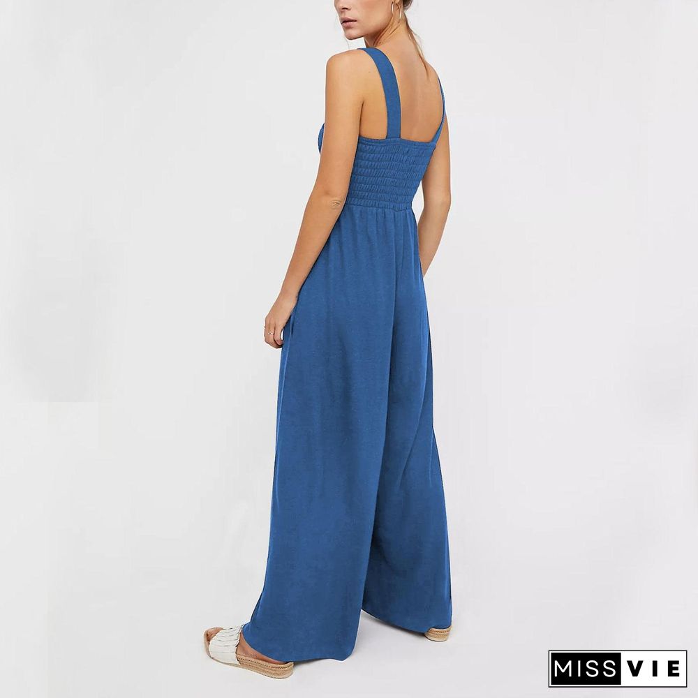 Sleeveless Bustier Tank Top Loose Wide Leg Jumpsuit