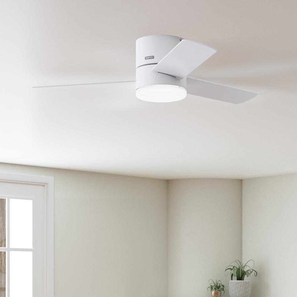 Hunter Minimus 52 in. Integrated LED Indoor Fresh White Ceiling Fan with Remote and Light Kit 51433