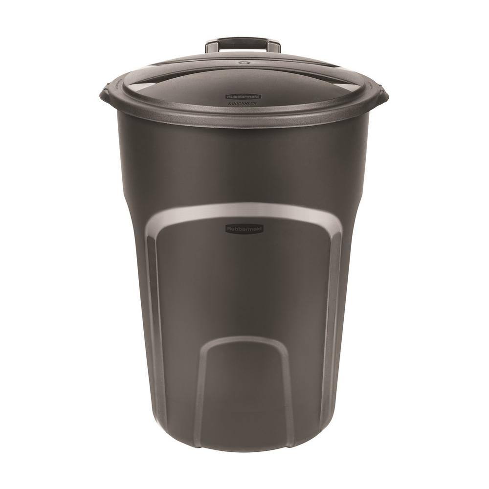 Rubbermaid Roughneck 32 Gal. Easy Out Wheeled Trash Can in Black with Lid 2012264