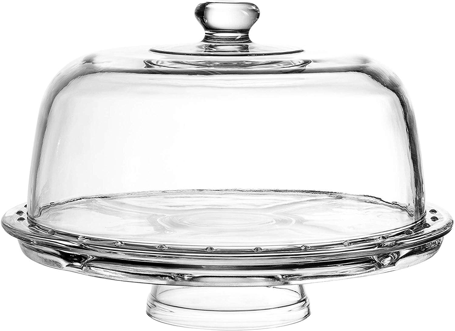 Royalty Art European Cake Stand with Dome 6-in-1 Design Multifunctional Serving Platter for Kitchens， Dining Rooms， Pedes Glass Durabilitytal or Cover Use， Elegant Product Name