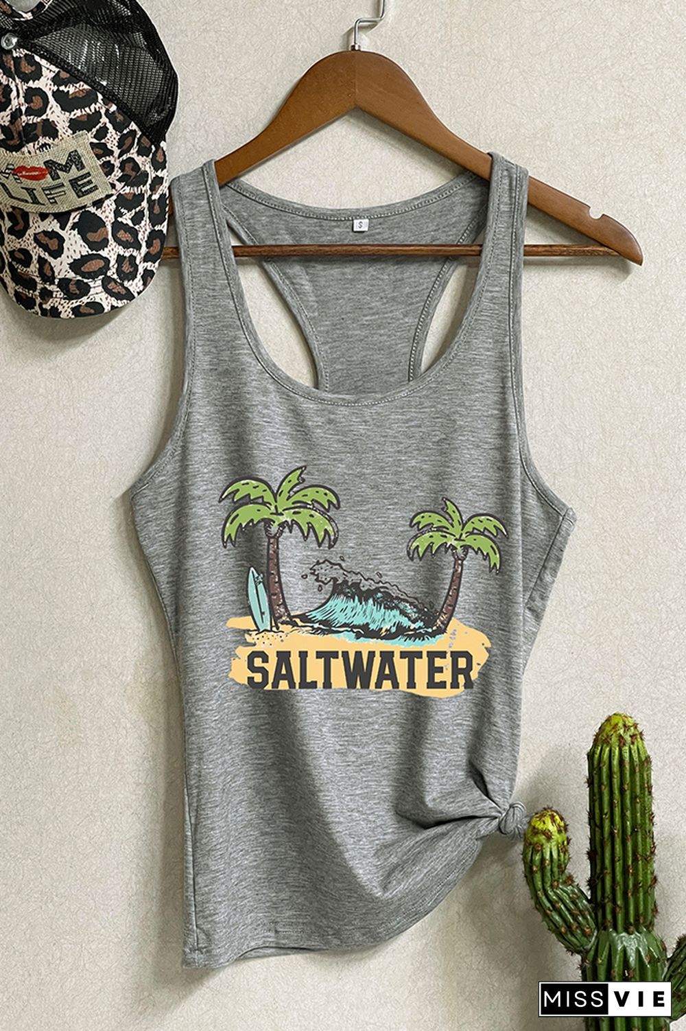 Salt Water Heals Everything Print Sleeveless Tank Top Wholesale