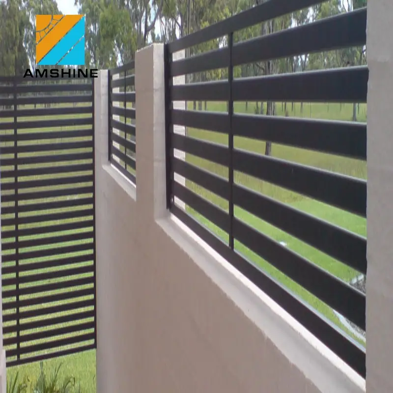 Factory supply modern design horizontal powder coating dark grey aluminum slat fence cost