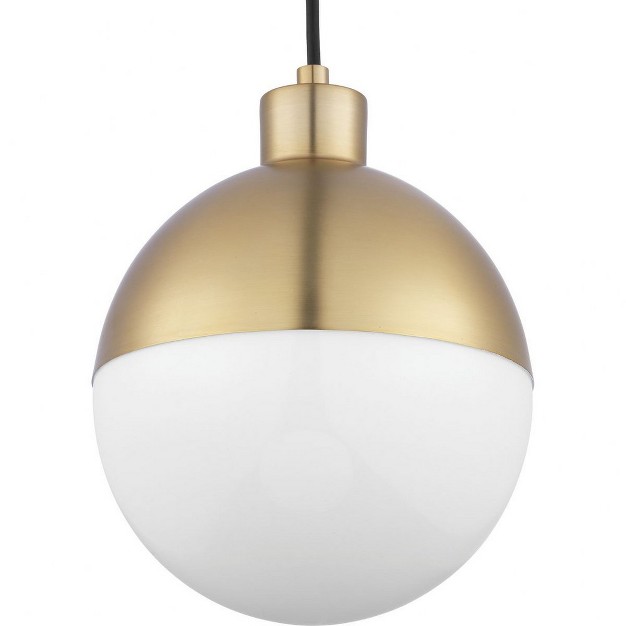 Progress Lighting Globe Collection 1 light Pendant Steel Brushed Bronze Opal Glass Shade