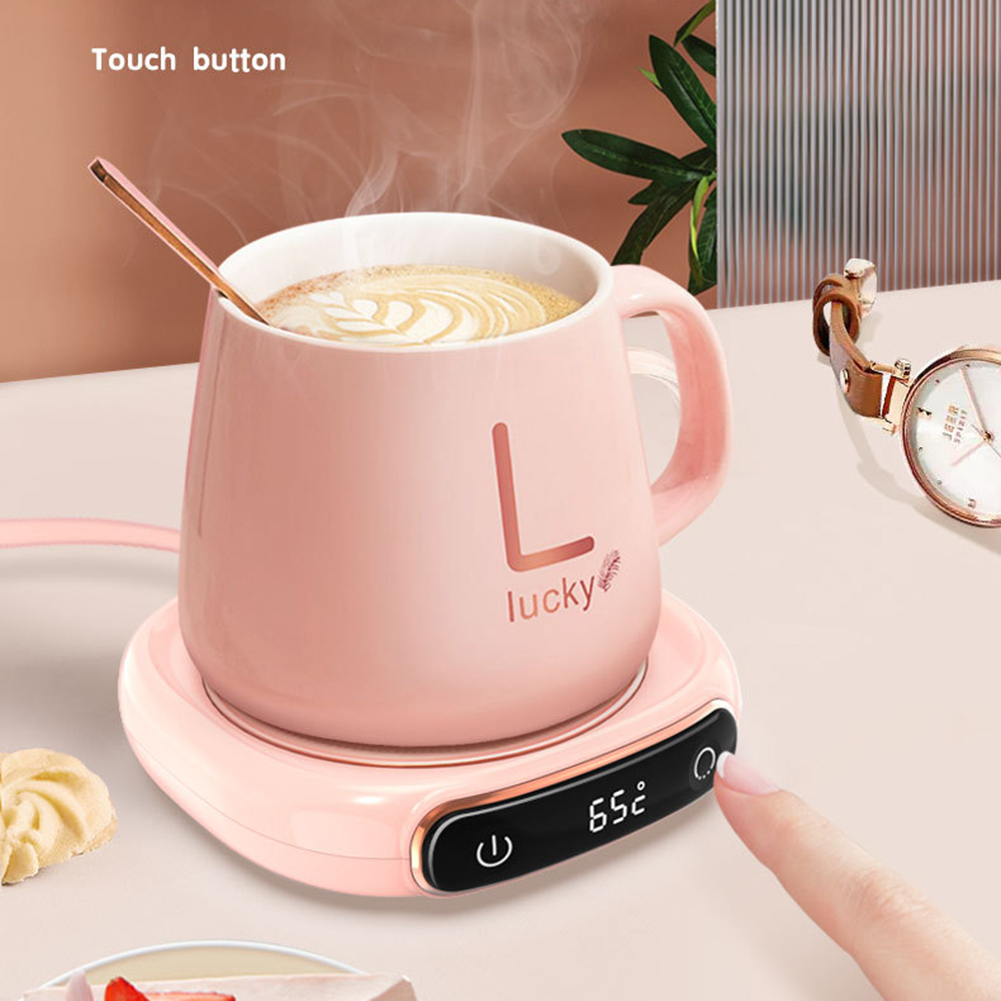 Zexumo Smart Coffee Cup Warmer Electric Mug Heater for Milk Tea Food Portable Heating Coaster 3 Gear Settings Auto-off Cup Warming Pad