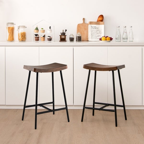 Costway Industrial Saddle Stool Counter Height Bar Stool Dining Pub - See Details